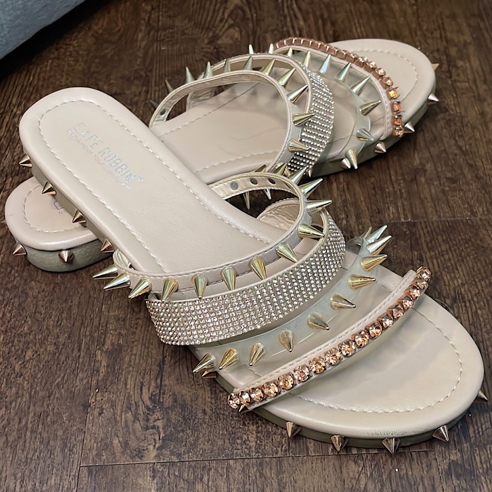 Gold Bejeweled Strappy Sandals